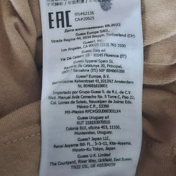 Guess Los Angeles Tan Short Sleeve T-Shirt XL Mens - Picture 5 of 5